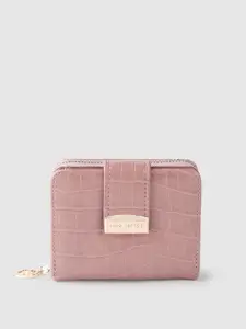 Lino Perros Women Dusty Pink Croc Textured Two Fold Wallet