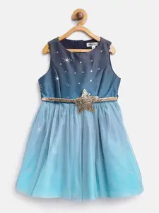 Nauti Nati Blue Embellished Dress With Belt