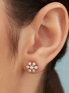 Zavya Rose Gold Floral Studs Earrings