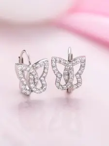 Zavya Silver-Toned Rhodium-Plated Quirky Hoop Earrings