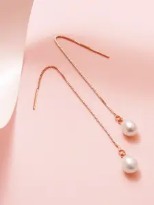 Zavya Rose Gold Teardrop Shaped Drop Earrings