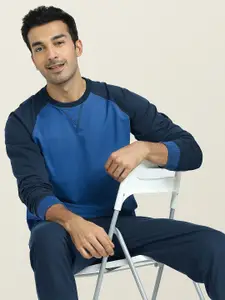 XYXX Men Blue Colourblocked Quest French Terry Cotton-Blend Sweatshirt