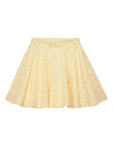 UNDER FOURTEEN ONLY Girls Yellow  Printed Pure Cotton Flared Skirt