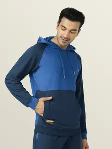 XYXX Men Blue Quest French Terry Cotton Hooded Sweatshirt