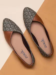 ZOUK Women Green Printed Ballerinas Flats