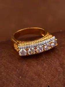 Voylla Women Gold-Plated White CZ Studded Finger Ring