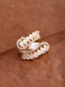 Voylla Women Gold-Plated White CZ-Studded Finger Ring