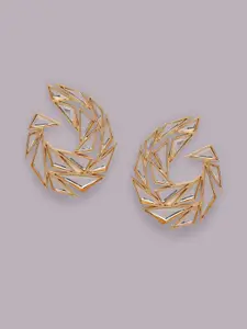 Ikram Gold & White Gold Plated Contemporary Studs Earrings