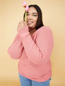 max Women Peach-Colour Round Neck Pullover
