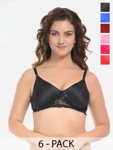 FIMS Pack of 5 Cotton Lace Everyday Bra - Lightly Padded