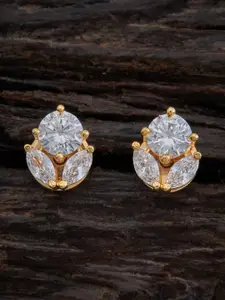 Kushal's Fashion Jewellery Gold-Toned & White CZ Studded Gold-Plated Studs Earrings