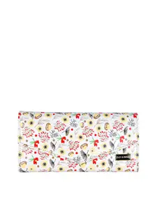 Bellissa Women White & Red Floral Printed PU Two Fold Wallet