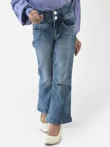 Crimsoune Club Girls Blue Bootcut High-Rise Heavy Fade Stretchable Jeans