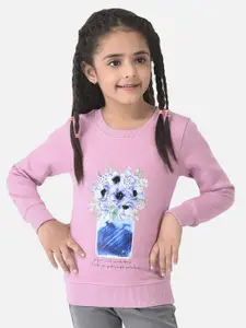 Crimsoune Club Girls Mauve Printed Sweatshirt