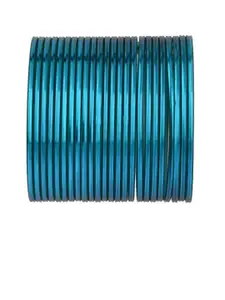 Efulgenz Set Of 24 Turquoise Blue Solid Bangles