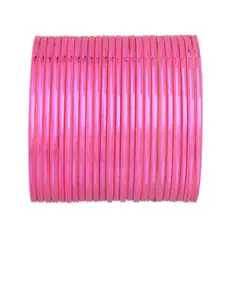 Efulgenz Set Of 24 Pink Solid Bangles