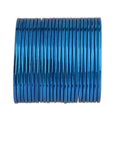 Efulgenz Set Of 24 Blue Solid Bangles
