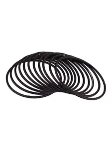 Efulgenz Set Of 24 Black Solid Bangles