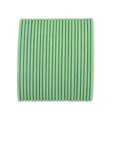 Efulgenz Set Of 24 Green Colored Solid Bangles