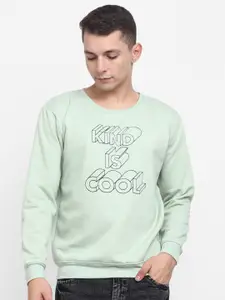 V-Mart Men Sea Green Cotton Printed Sweatshirt