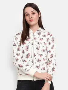 V-Mart Women Off White Cotton Printed Sweatshirt