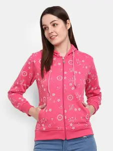 V-Mart Women Fuchsia Cotton Printed Sweatshirt