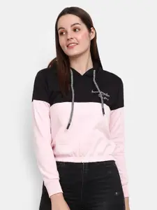 V-Mart Women Pink Cotton Colourblocked Sweatshirt