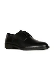 Hush Puppies Men Black Leather Formal Derby's Shoes