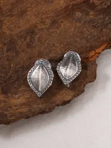 ADORN by Nikita Ladiwala Women 92.5 Sterling Silver Leaf Shaped Studs Earrings