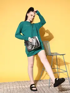 ANWAIND Women Teal Green Jumper Dress