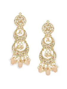 I Jewels Gold-Plated & Peach-Coloured Crescent Shaped Chandbalis Earrings