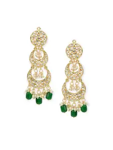I Jewels Gold & Green Gold Plated Contemporary Drop Earrings