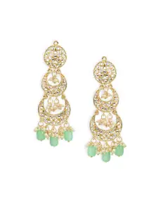 I Jewels Gold & Green Gold Plated Contemporary Stones Drop Earrings