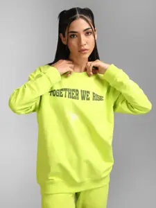 KZ07 By Kazo Women Green Printed Cotton Sweatshirt