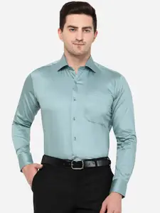 METAL Men Green Classic Slim Fit Cotton Formal Shirt