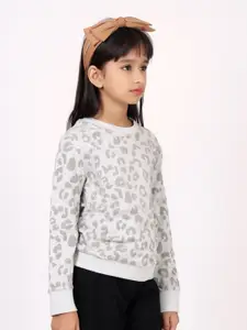 One Friday Girls Grey Printed Sweatshirt
