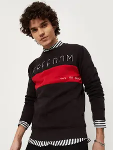 max Men Black Colourblocked  Pullover Cotton Sweatshirt