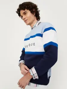 max Men Blue Colourblocked  Pullover Cotton Sweatshirt