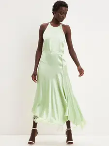 DOROTHY PERKINS Green Fringed Strappy Satin Midi Dress
