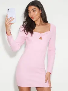 DOROTHY PERKINS Pink Solid Bodycon Mini Dress