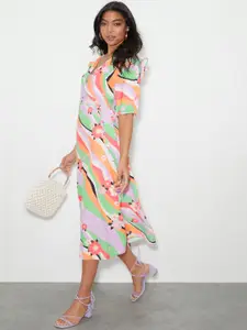DOROTHY PERKINS Lavender & Sea Green Floral Print Midi Wrap Dress
