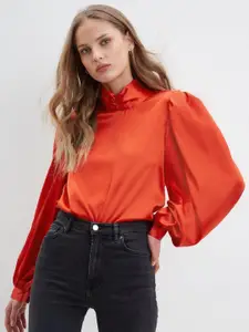 DOROTHY PERKINS Red Solid Satin Top