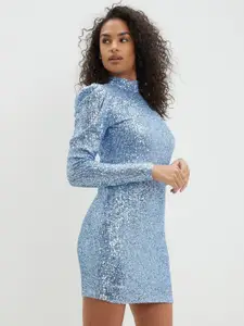 DOROTHY PERKINS Blue Embellished Bodycon Mini Dress