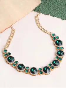 SOHI Gold-Toned & Green Gold-Plated Necklace