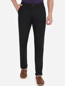 JADE BLUE Men Black Slim Fit Trousers