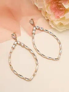 SOHI Women Gold Plated White Leaf Shaped Drop Earrings