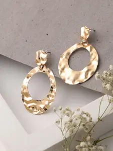 SOHI Gold-Toned & Gold Plated Contemporary Drop Earrings