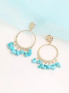SOHI Women Blue Gold Plated Drop Earrings