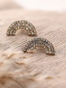 SOHI Silver-Toned & Gold-Toned Gold Plated Contemporary Studs Earrings
