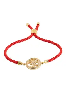 Tipsyfly Women Red & Gold-Toned Brass Crystals Wraparound Bracelet